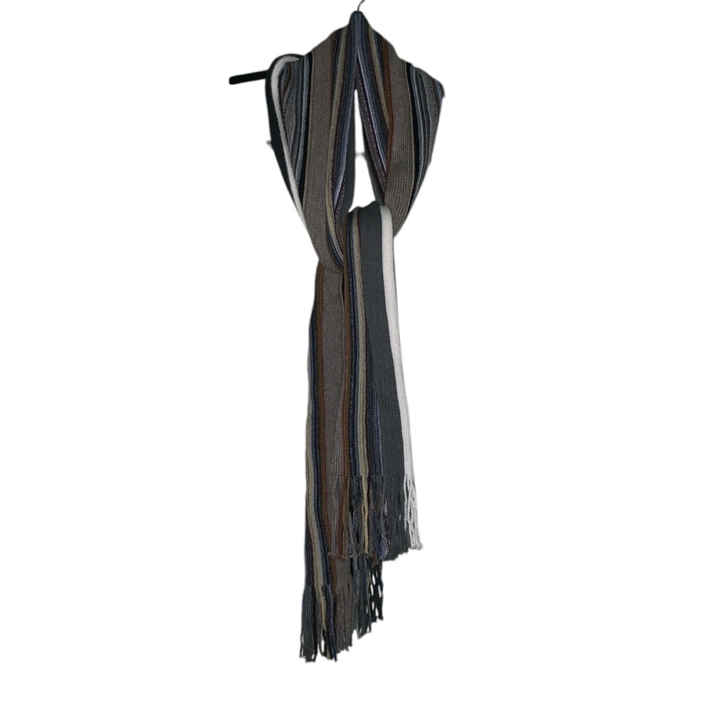 Geoffrey‎ Beene Multicolored Acrylic Long Scarf With Fringe One Size